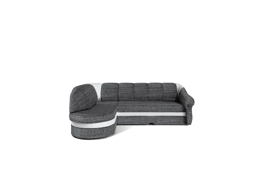 Canapé d'angle gauche convertible BENANA 250 cm gris et blanc avec coffre