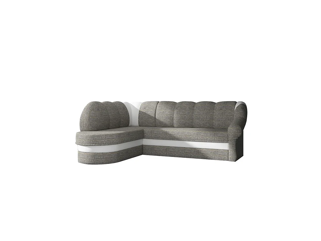 Canapé d'angle gauche convertible BENANA 250 cm gris et blanc avec coffre