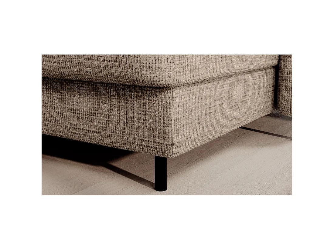 Canapé d'angle convertible BERTHO 306 cm beige clair effet chiné – Angle droit avec coffre