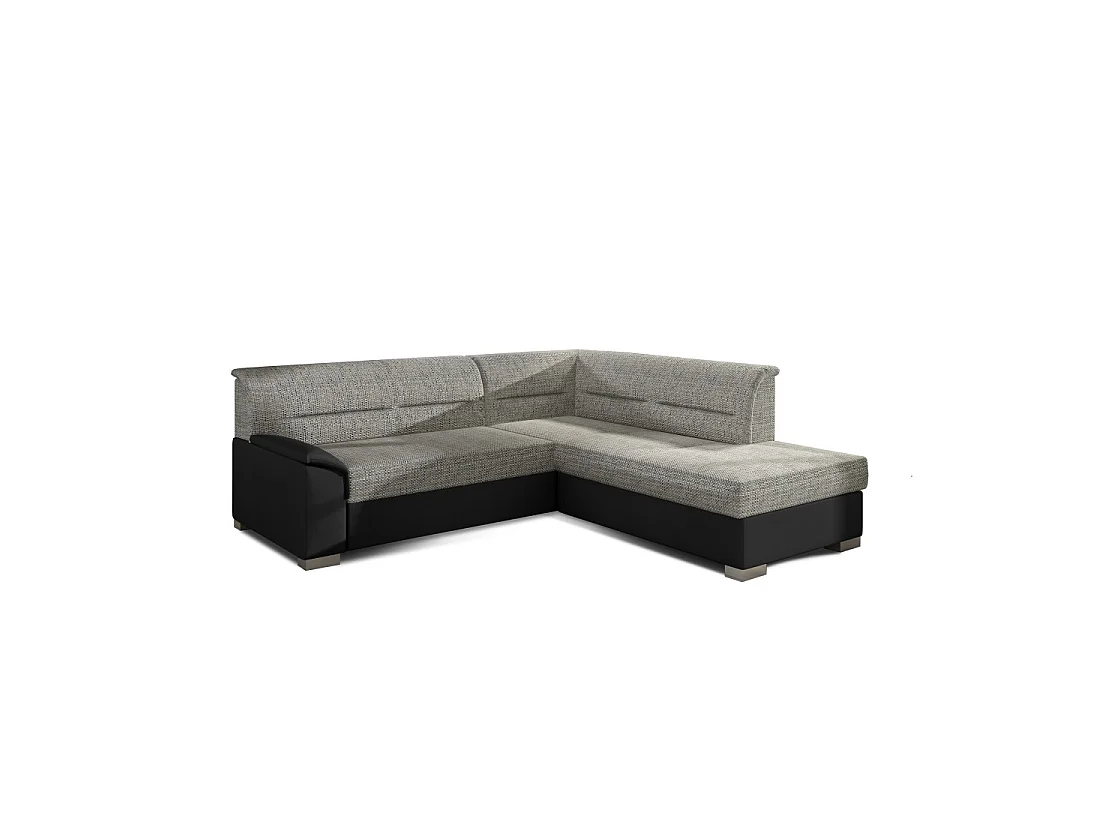 Canapé d'angle convertible TROMSO gris foncé et blanc – Angle droit avec coffre