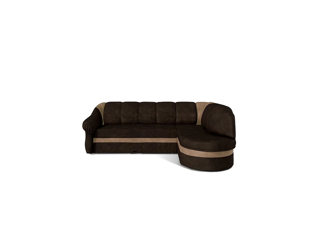 Canapé d'angle droit convertible BENANA 250 cm marron foncé et beige avec coffre
