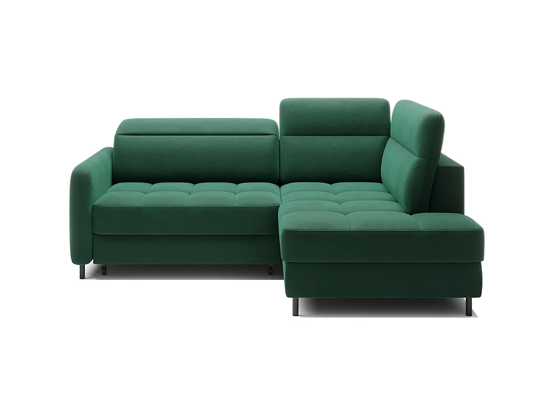 Canapé d'angle droit convertible BARNEA 208 cm vert foncé avec rangement
