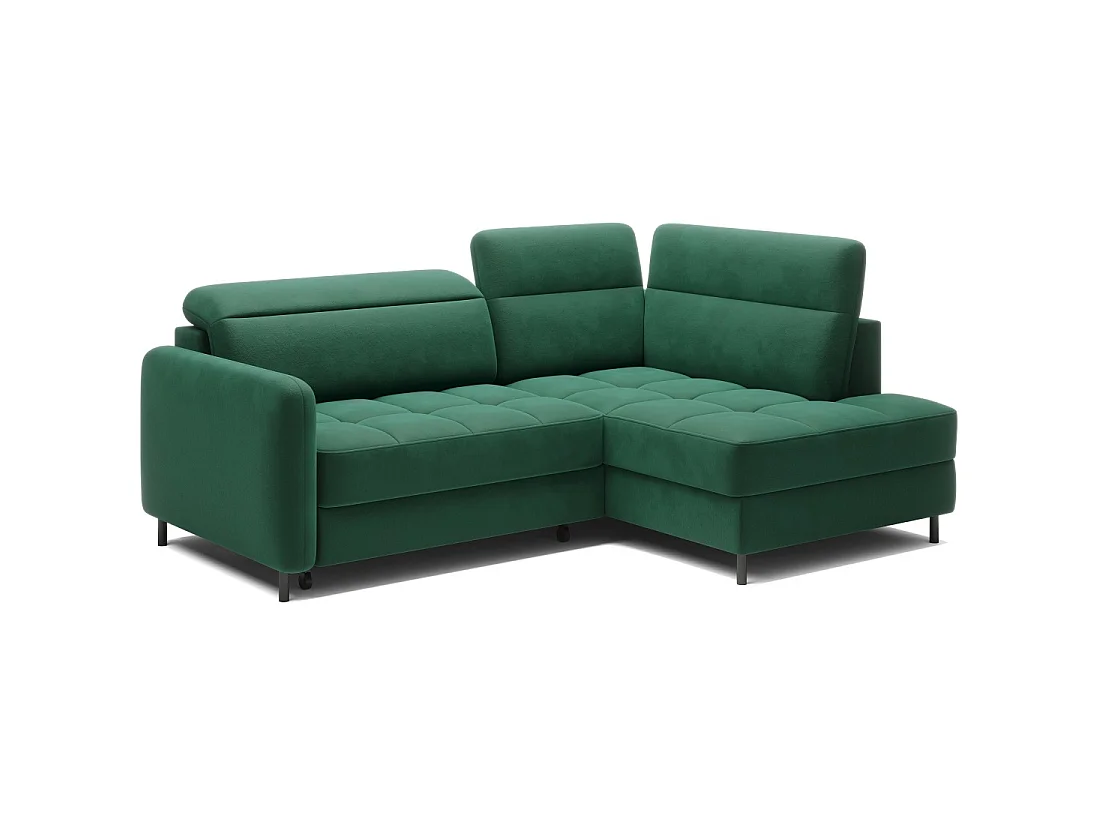 Canapé d'angle droit convertible BARNEA 208 cm vert foncé avec rangement