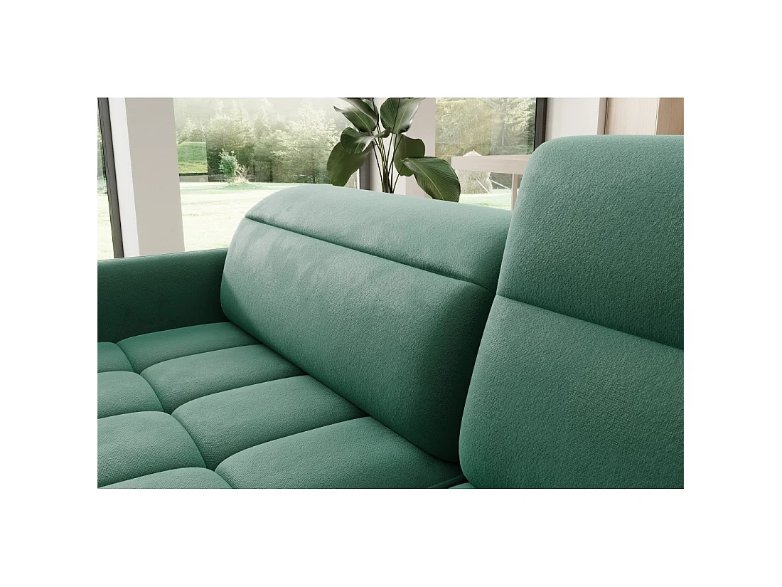 Canapé d'angle droit convertible BARNEA 208 cm vert foncé avec rangement