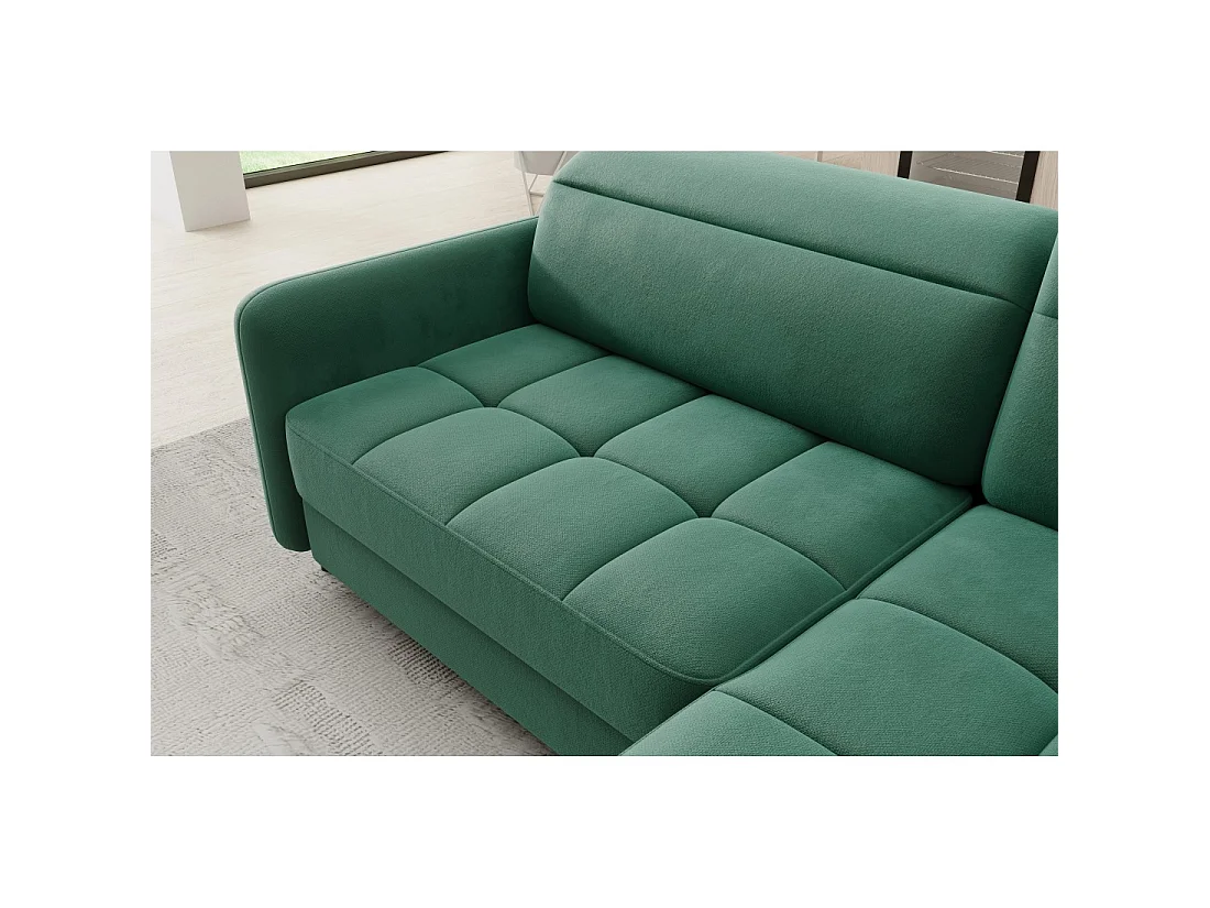 Canapé d'angle droit convertible BARNEA 208 cm vert foncé avec rangement
