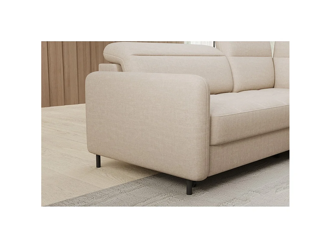 Canapé d'angle droit convertible BARNEA 208 cm beige crème avec rangement
