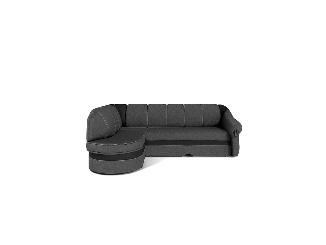 Canapé d'angle gauche convertible BENANA 250 cm gris foncé et noir avec coffre