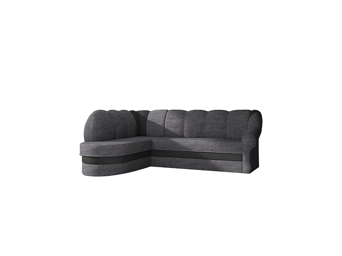 Canapé d'angle gauche convertible BENANA 250 cm gris foncé et noir avec coffre