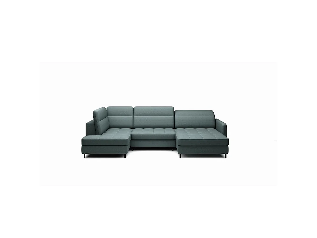 Canapé d'angle convertible BERTHO 306 cm vert foncé – Angle droit avec coffre