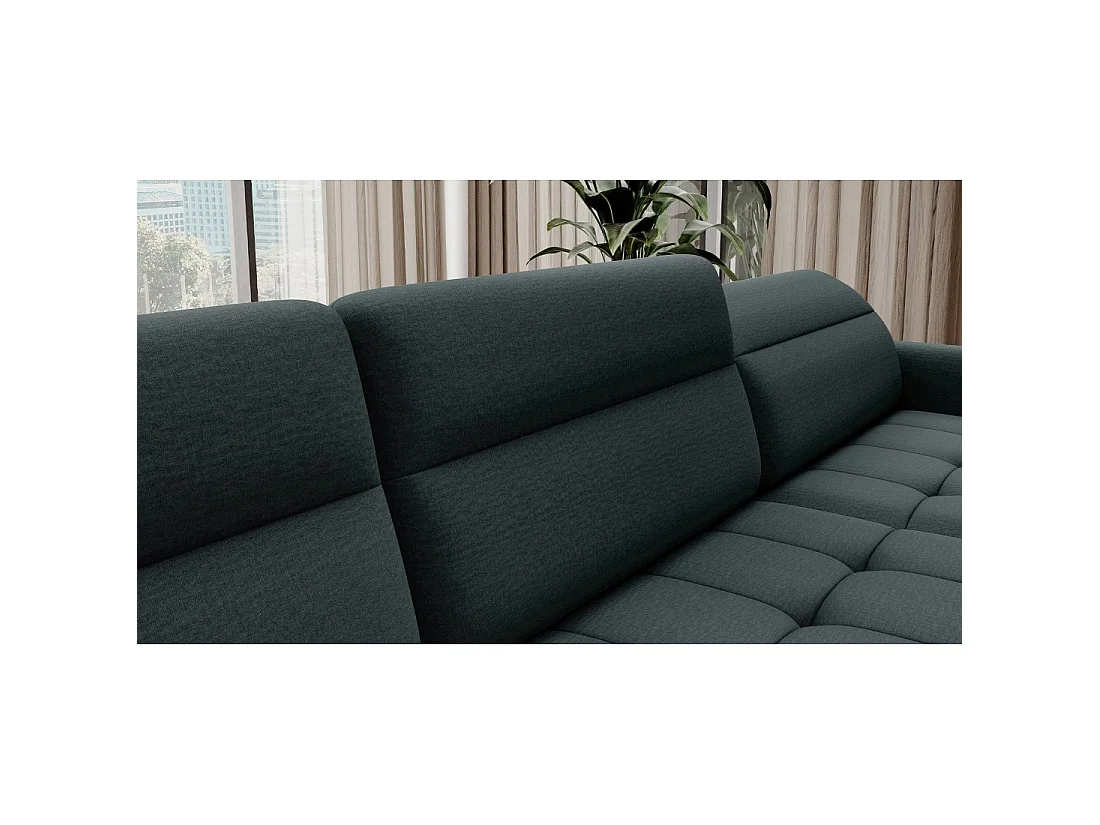 Canapé d'angle convertible BERTHO 306 cm vert foncé – Angle droit avec coffre