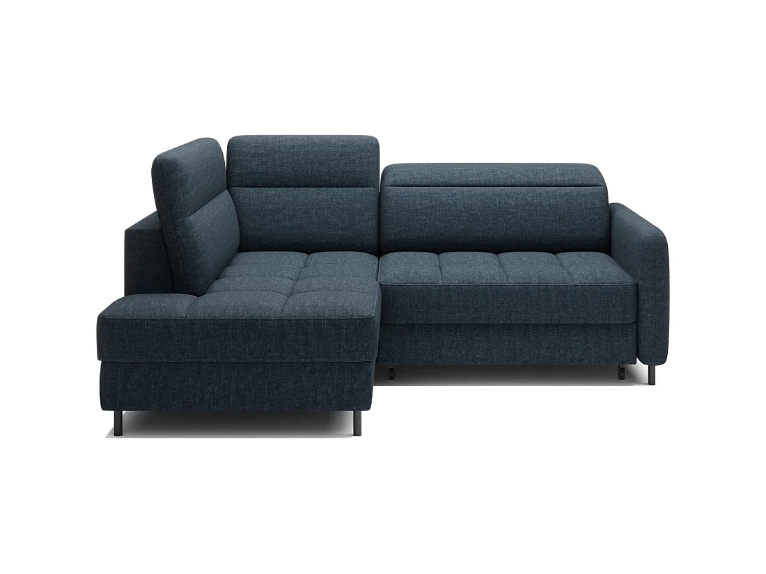 Canapé d'angle gauche convertible BARNEA 208 cm bleu foncé avec rangement