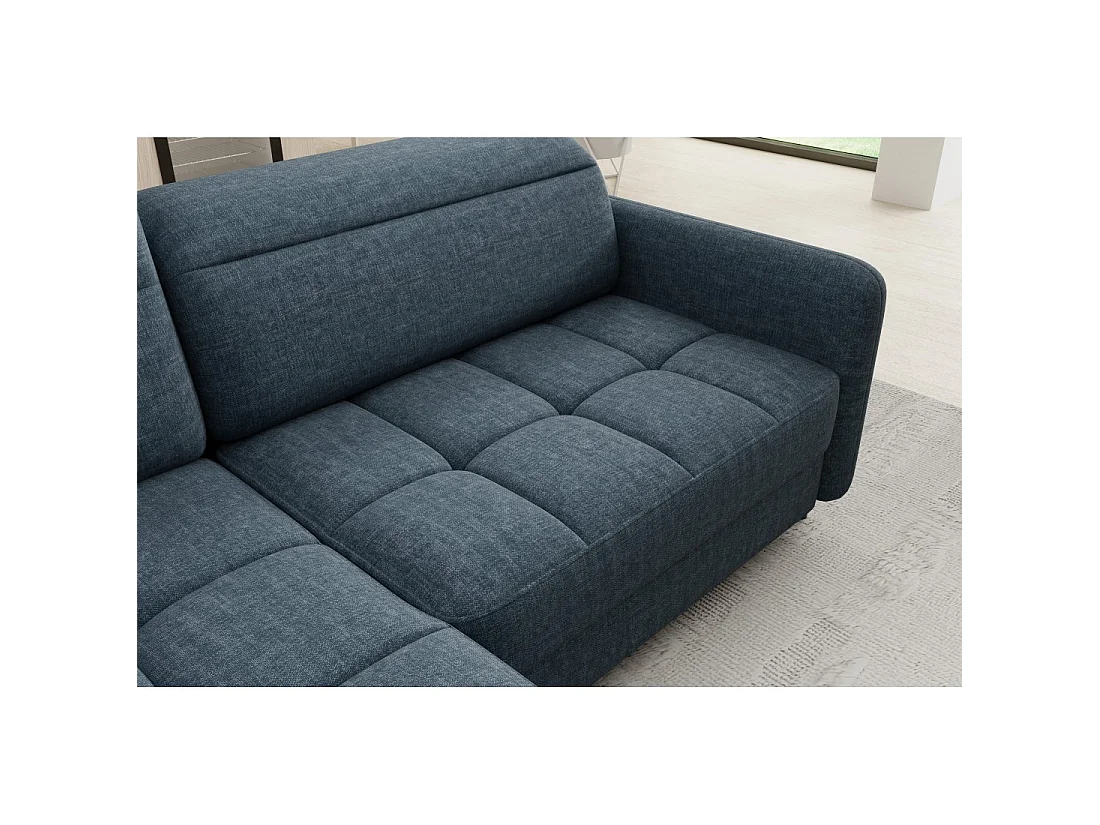 Canapé d'angle gauche convertible BARNEA 208 cm bleu foncé avec rangement