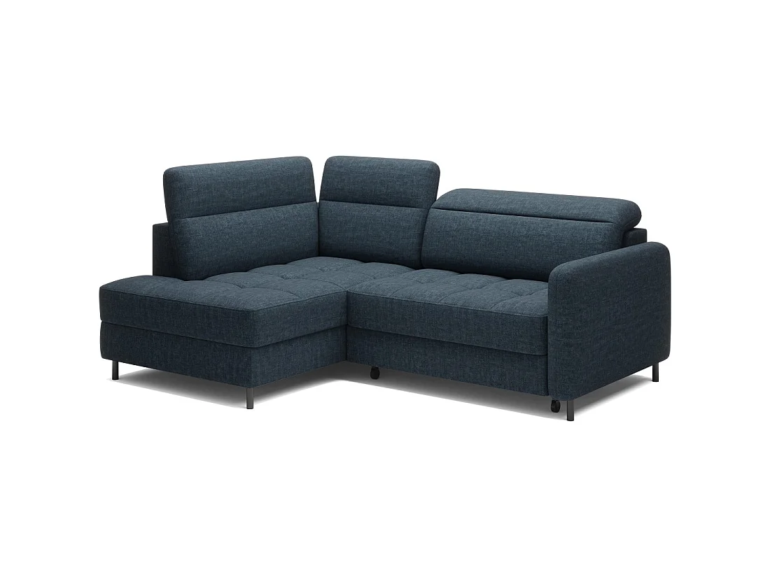 Canapé d'angle gauche convertible BARNEA 208 cm bleu foncé avec rangement