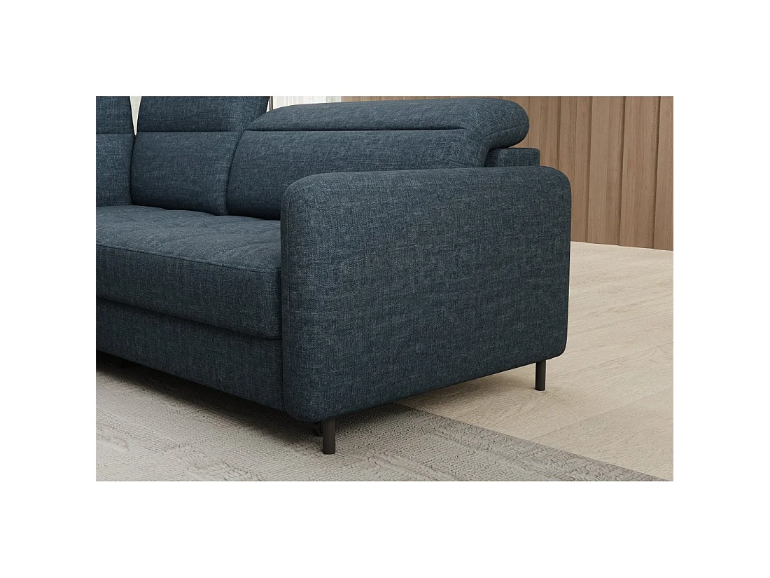 Canapé d'angle gauche convertible BARNEA 208 cm bleu foncé avec rangement