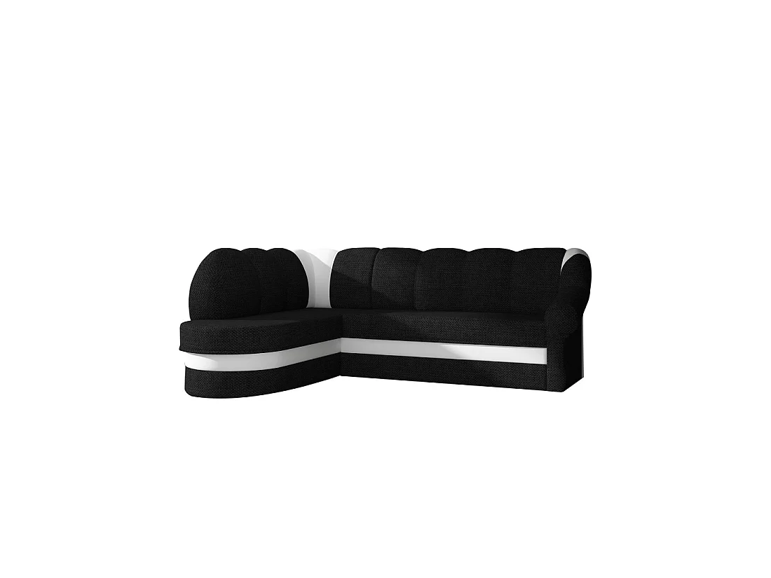 Canapé d'angle gauche convertible BENANA 250 cm noir et blanc avec coffre