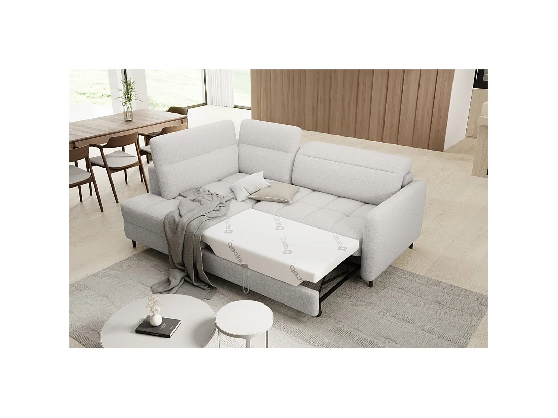 Canapé d'angle gauche convertible BARNEA 208 cm blanc avec rangement