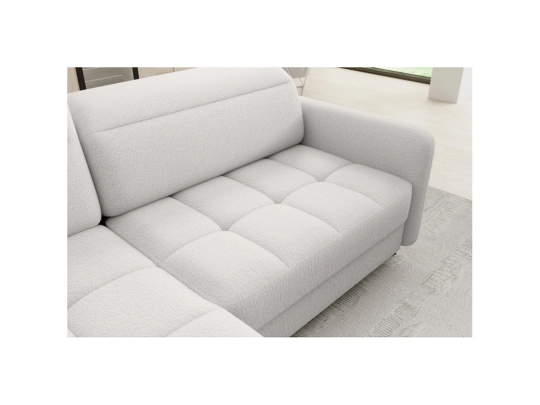 Canapé d'angle gauche convertible BARNEA 208 cm blanc avec rangement
