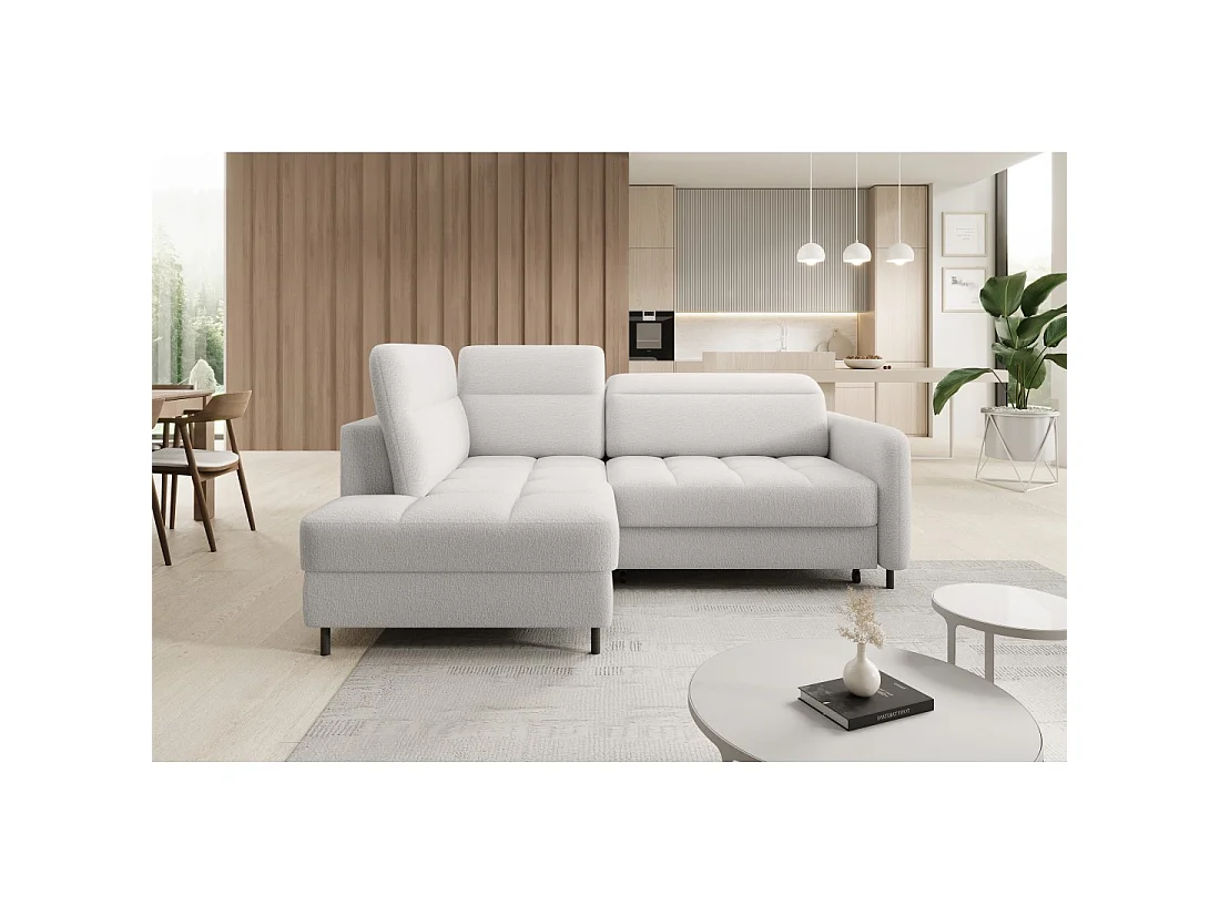 Canapé d'angle gauche convertible BARNEA 208 cm blanc avec rangement