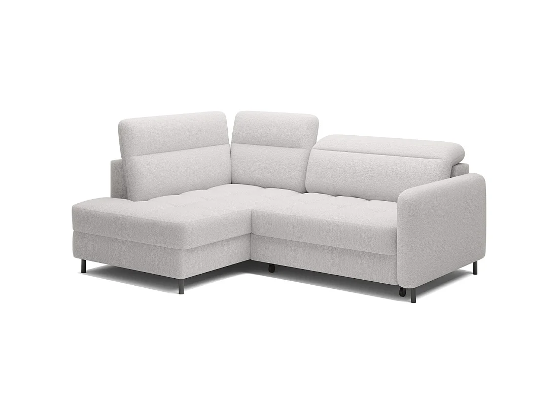 Canapé d'angle gauche convertible BARNEA 208 cm blanc avec rangement
