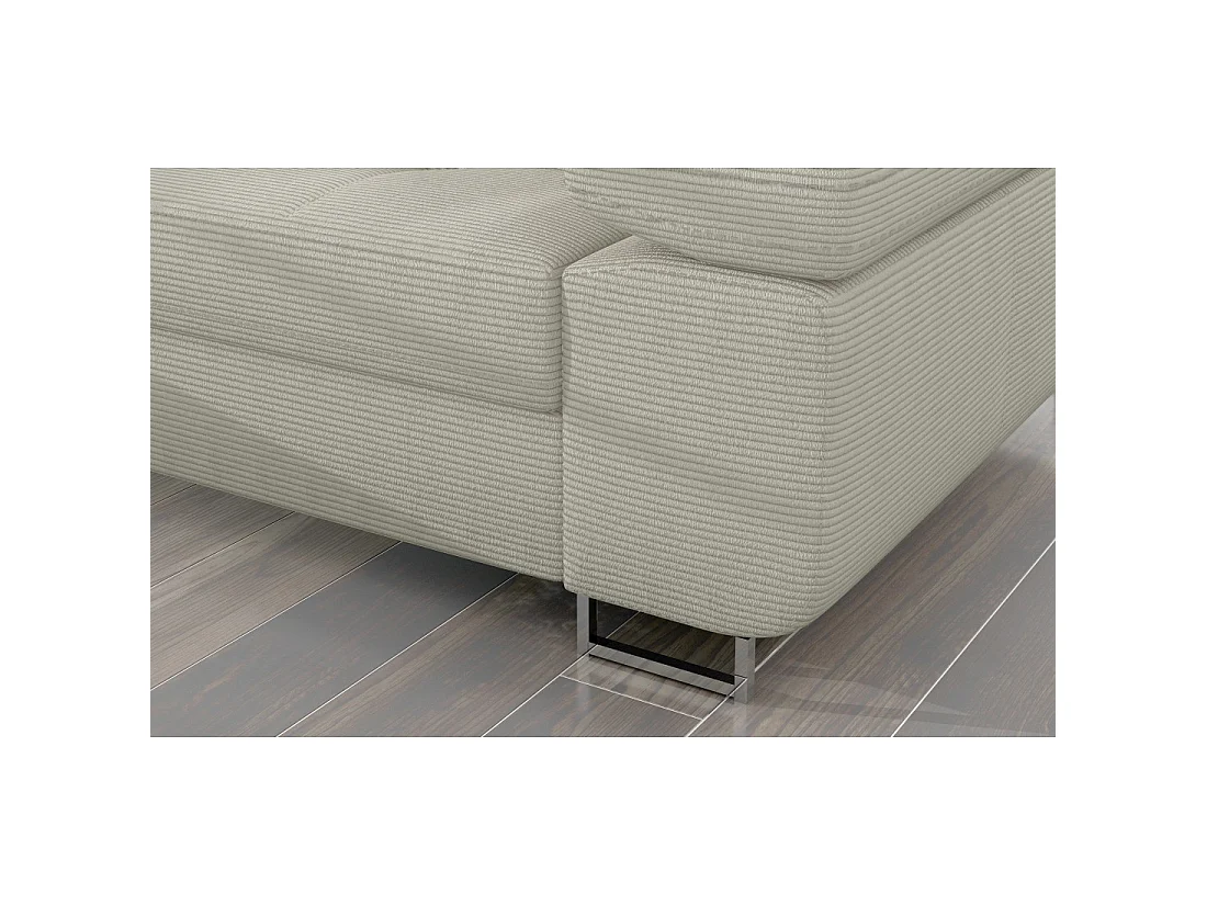 Canapé d'angle convertible AMANDA beige clair velours côtelé avec coffre gauche