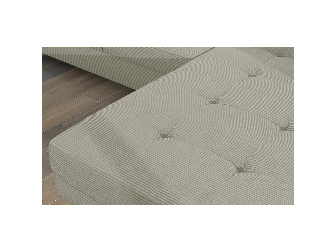 Canapé d'angle convertible AMANDA beige velours côtelé avec coffre