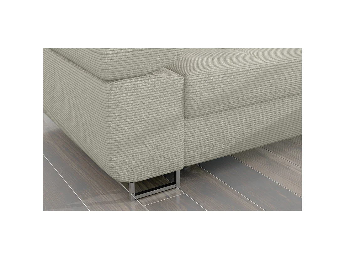 Canapé d'angle convertible AMANDA beige velours côtelé avec coffre
