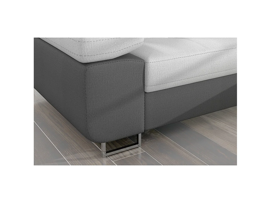 Canapé d'angle convertible AMANDA gris clair et gris foncé avec coffre intégré