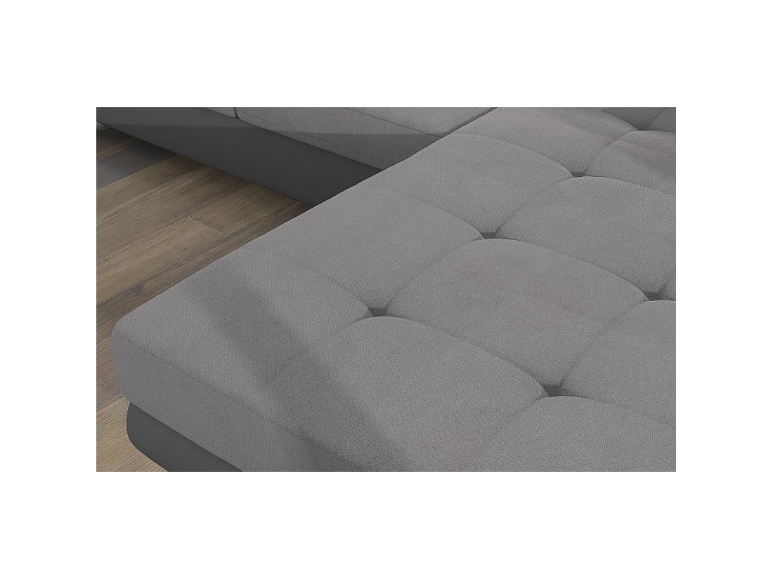 Canapé d'angle convertible AMANDA gris clair et gris foncé – Tissu effet suédine