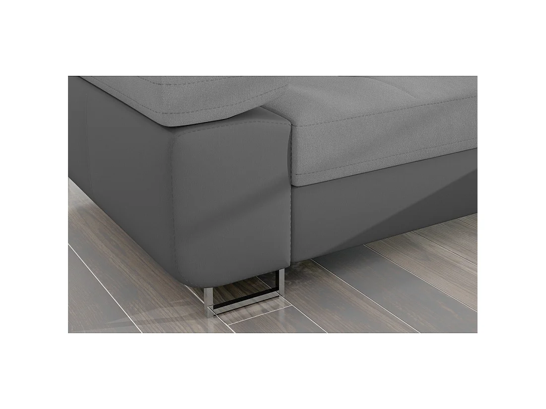 Canapé d'angle convertible AMANDA gris clair et gris foncé – Tissu effet suédine