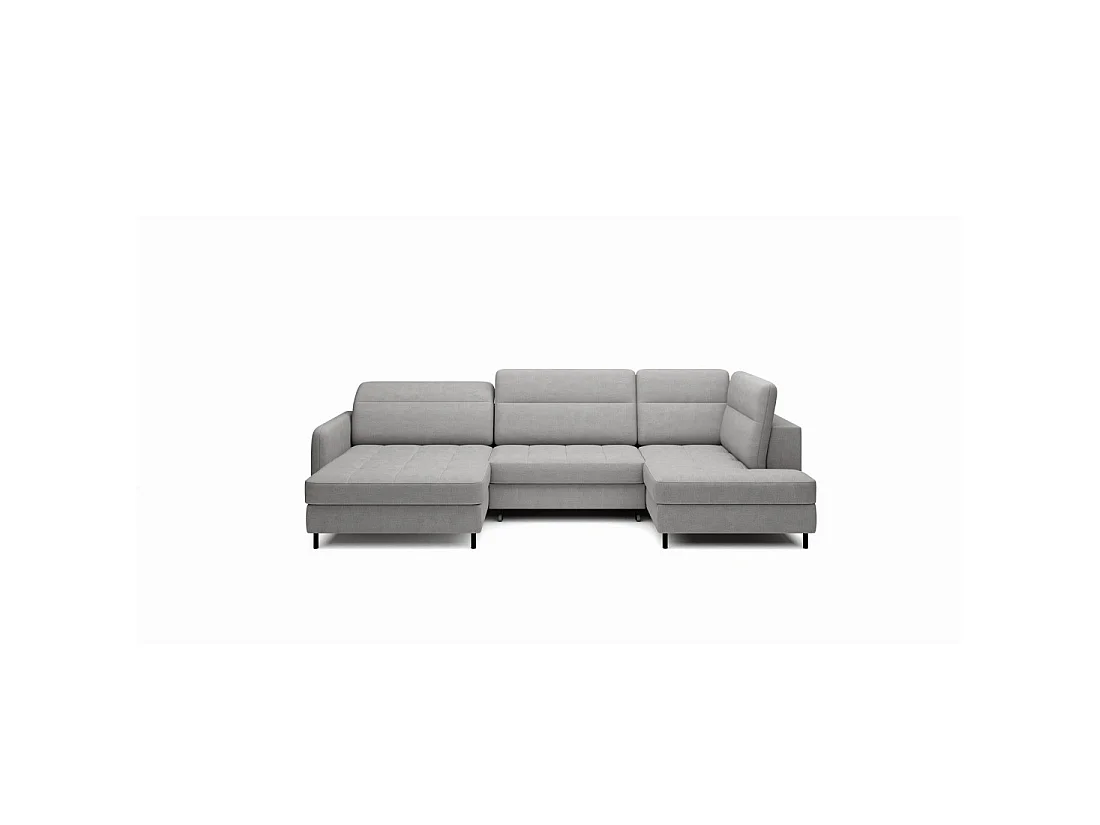 Canapé d'angle convertible BERTHO 306 cm gris foncé – Angle gauche avec coffre