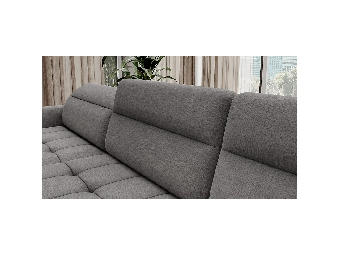 Canapé d'angle convertible BERTHO 306 cm gris foncé – Angle gauche avec coffre