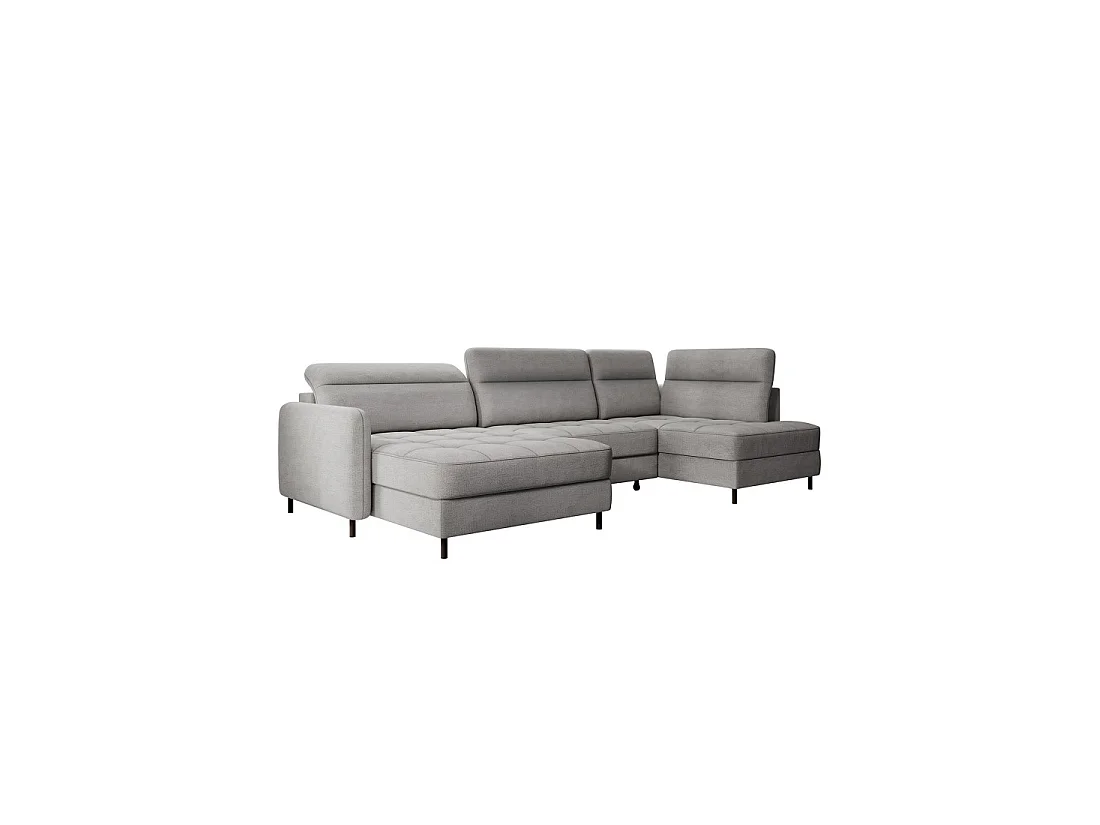 Canapé d'angle convertible BERTHO 306 cm gris foncé – Angle gauche avec coffre