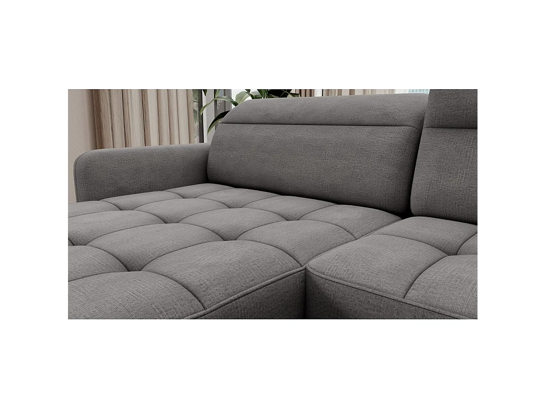 Canapé d'angle convertible BERTHO 306 cm gris foncé – Angle gauche avec coffre