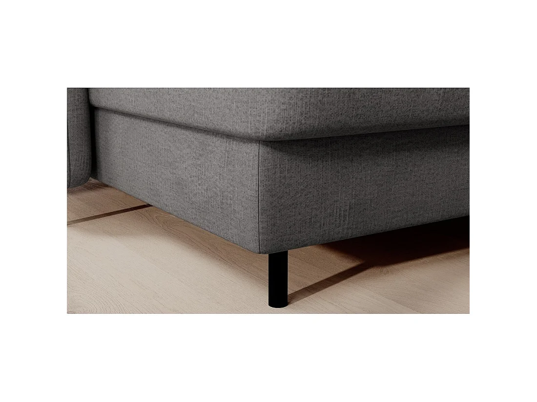 Canapé d'angle convertible BERTHO 306 cm gris foncé – Angle gauche avec coffre