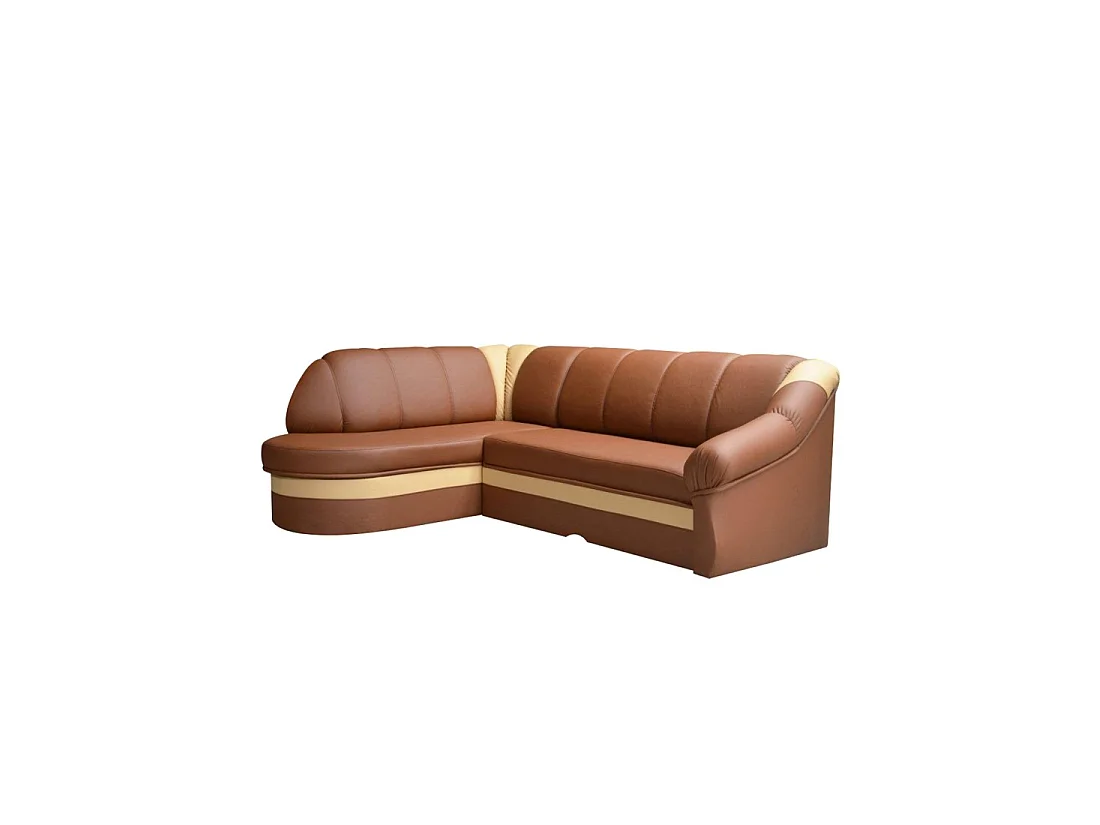 Canapé d'angle gauche convertible BENANA 250 cm marron et crème avec coffre