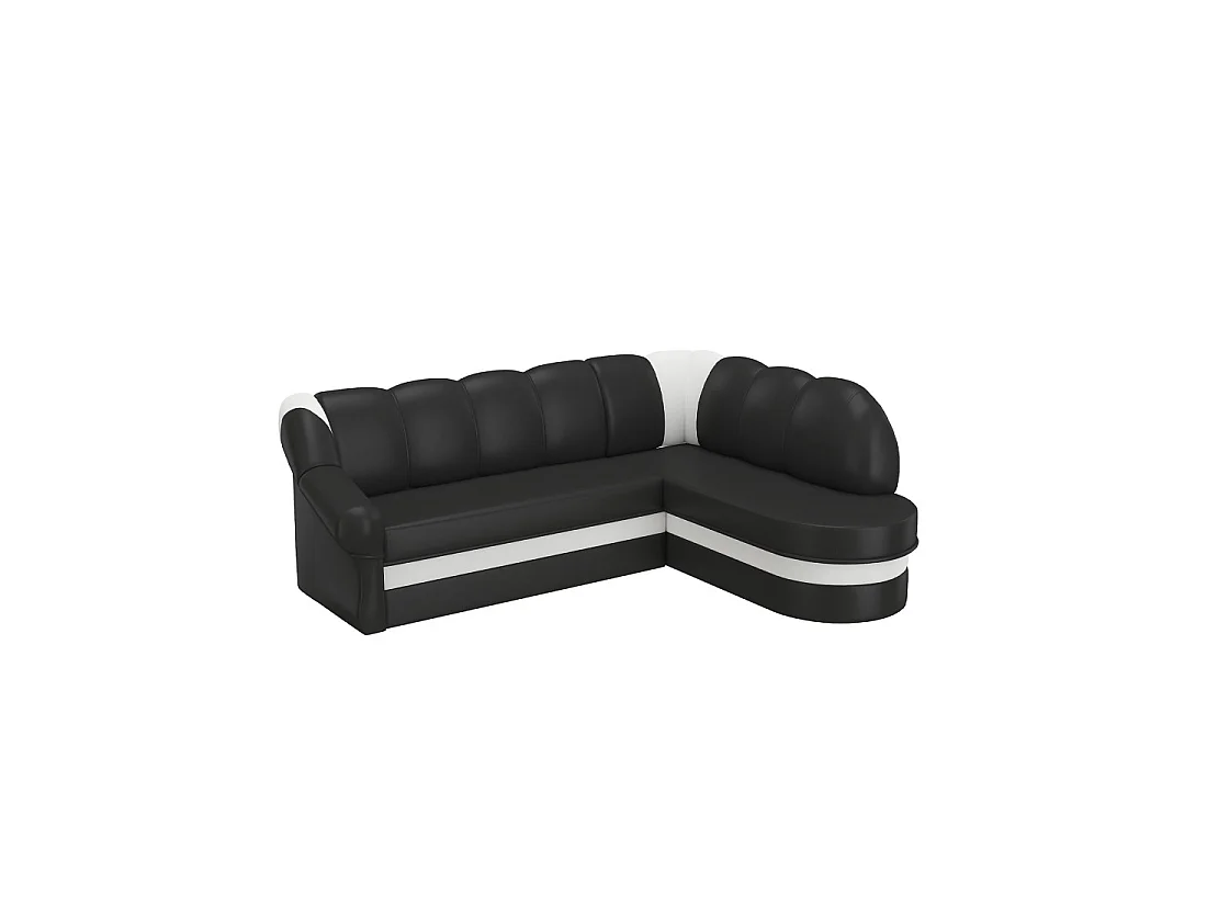 Canapé d'angle droit convertible BENANA 250 cm noir et blanc avec coffre de rangement