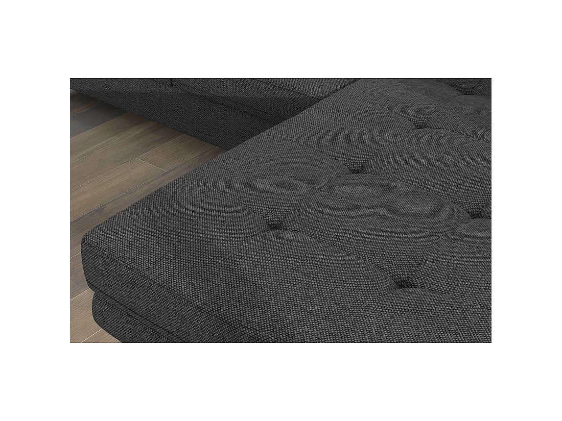 Canapé d'angle convertible AMANDA gris foncé en tissu structuré avec coffre