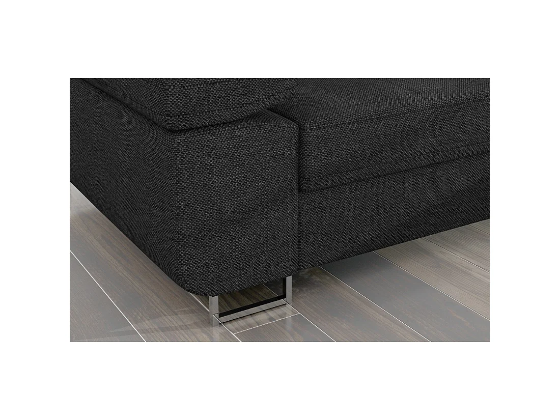 Canapé d'angle convertible AMANDA gris foncé en tissu structuré avec coffre