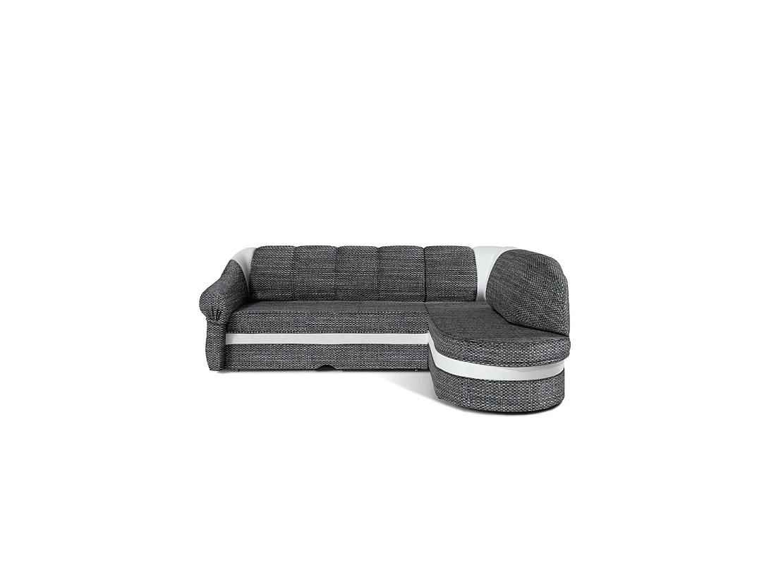 Canapé d'angle droit convertible BENANA 250 cm gris et blanc avec coffre de rangement