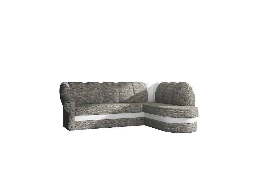 Canapé d'angle droit convertible BENANA 250 cm gris et blanc avec coffre de rangement