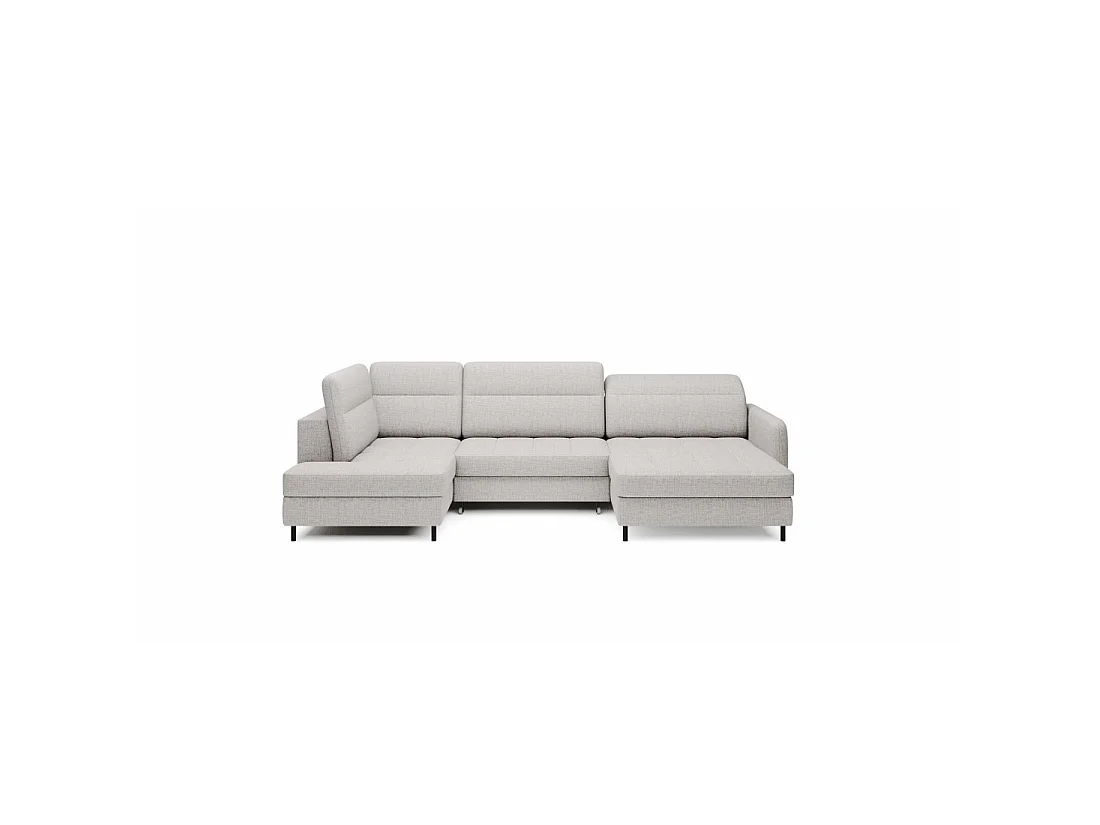 Canapé d'angle convertible BERTHO 306 cm gris clair – Angle gauche avec coffre