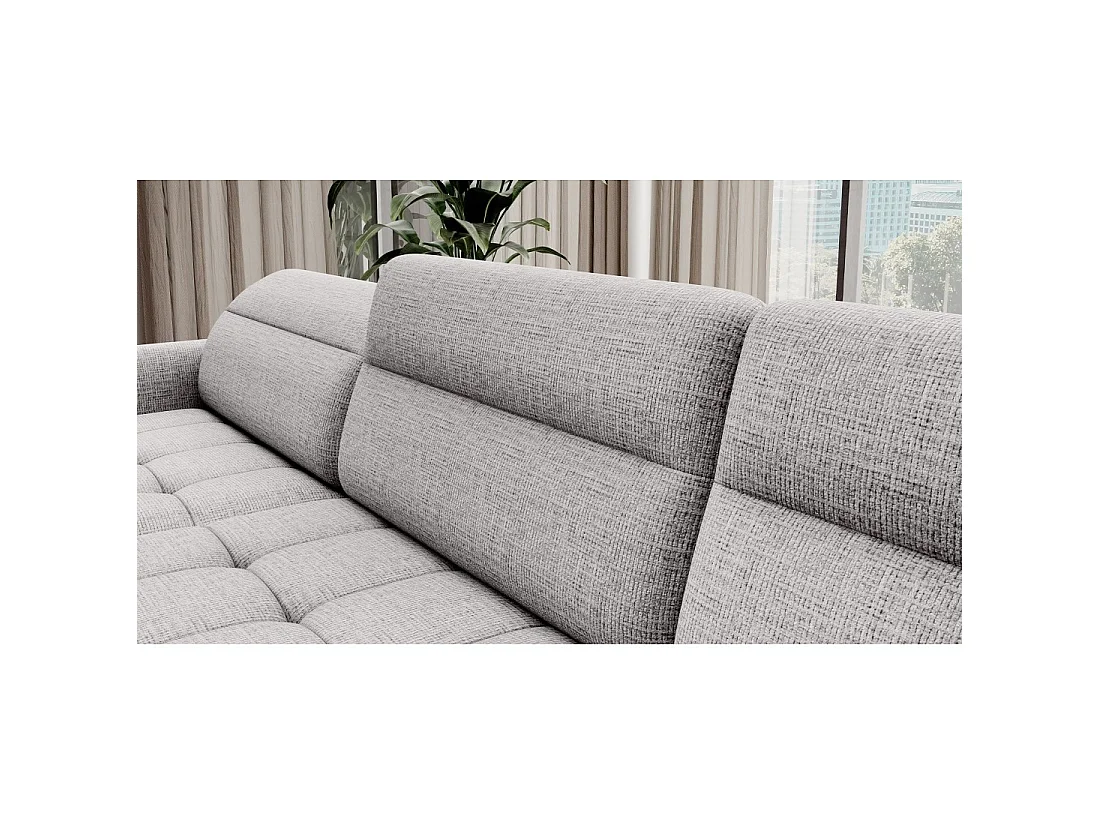 Canapé d'angle convertible BERTHO 306 cm gris clair – Angle gauche avec coffre
