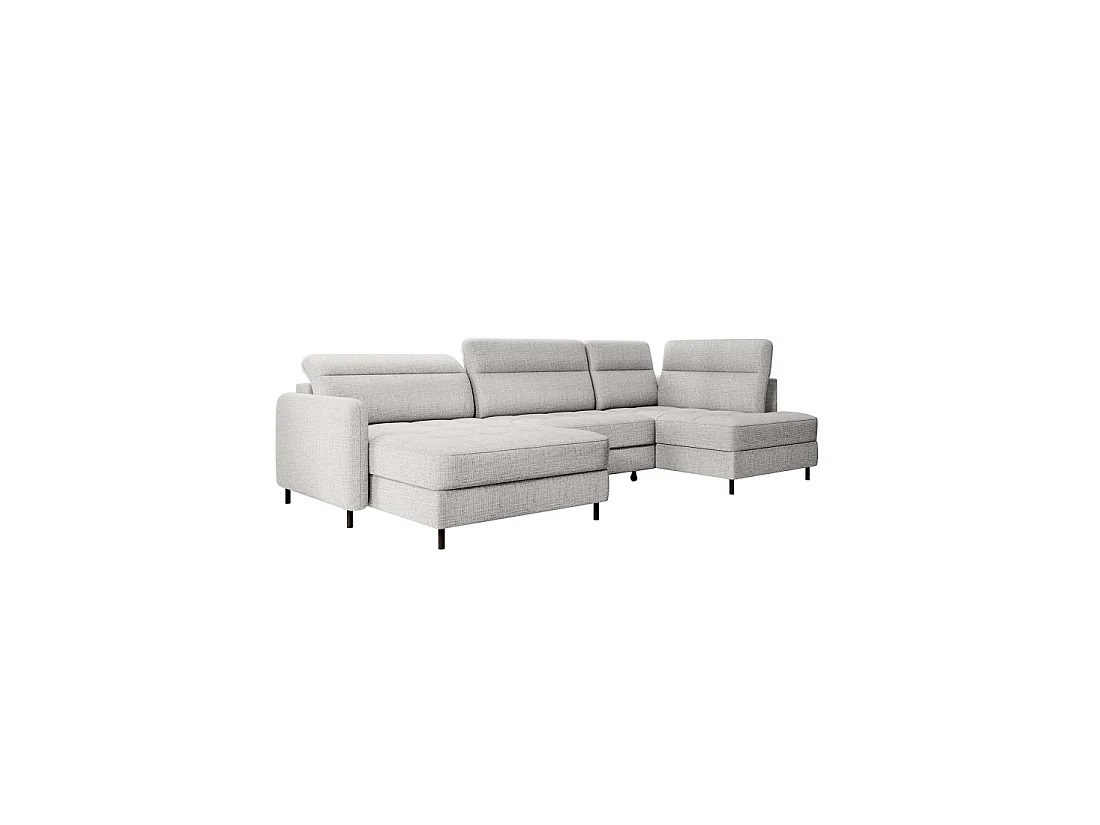 Canapé d'angle convertible BERTHO 306 cm gris clair – Angle gauche avec coffre