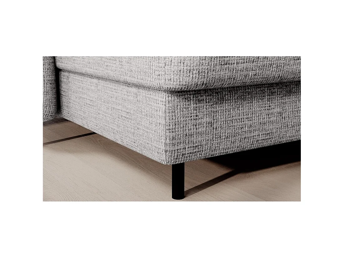 Canapé d'angle convertible BERTHO 306 cm gris clair – Angle gauche avec coffre
