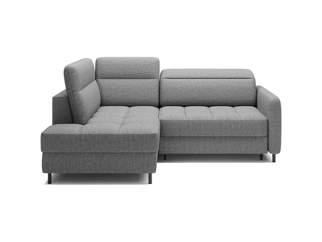 Canapé d'angle gauche convertible BARNEA 208 cm gris chiné avec rangement