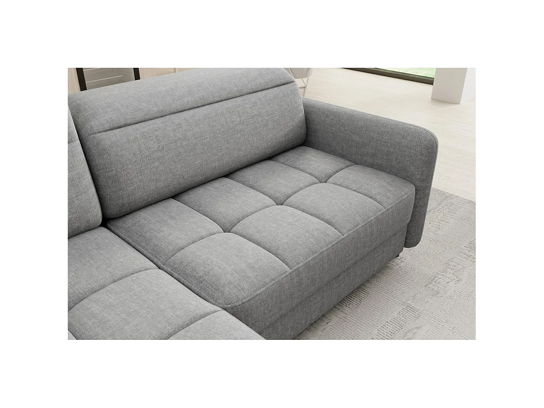 Canapé d'angle gauche convertible BARNEA 208 cm gris chiné avec rangement