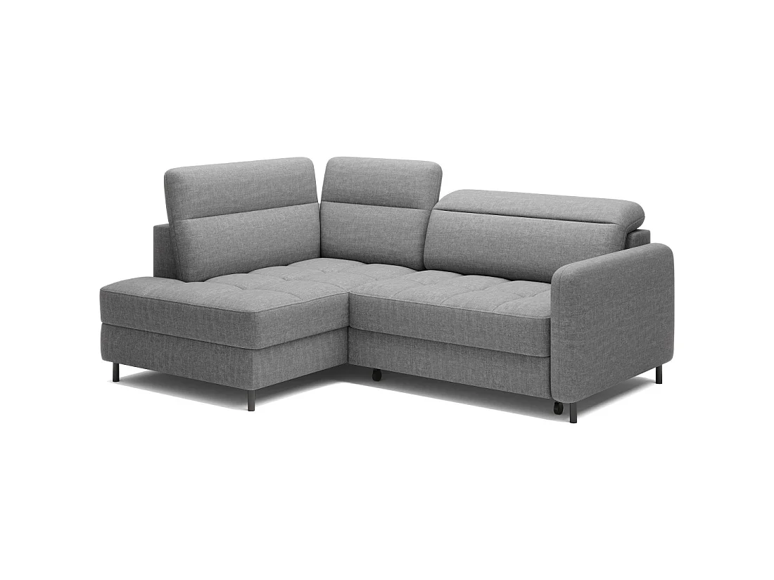 Canapé d'angle gauche convertible BARNEA 208 cm gris chiné avec rangement