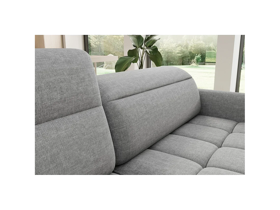 Canapé d'angle gauche convertible BARNEA 208 cm gris chiné avec rangement