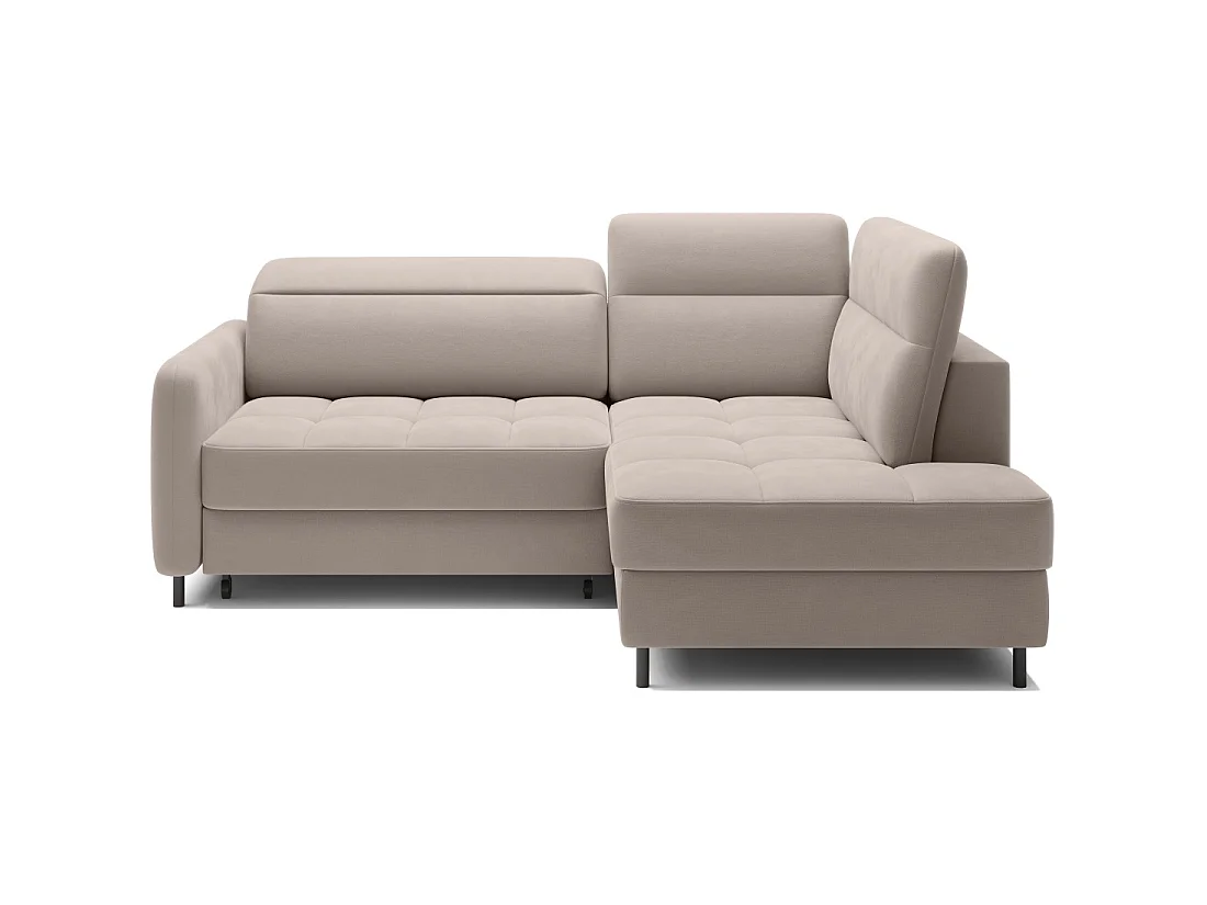 Canapé d'angle droit convertible BARNEA 208 cm beige crème avec rangement