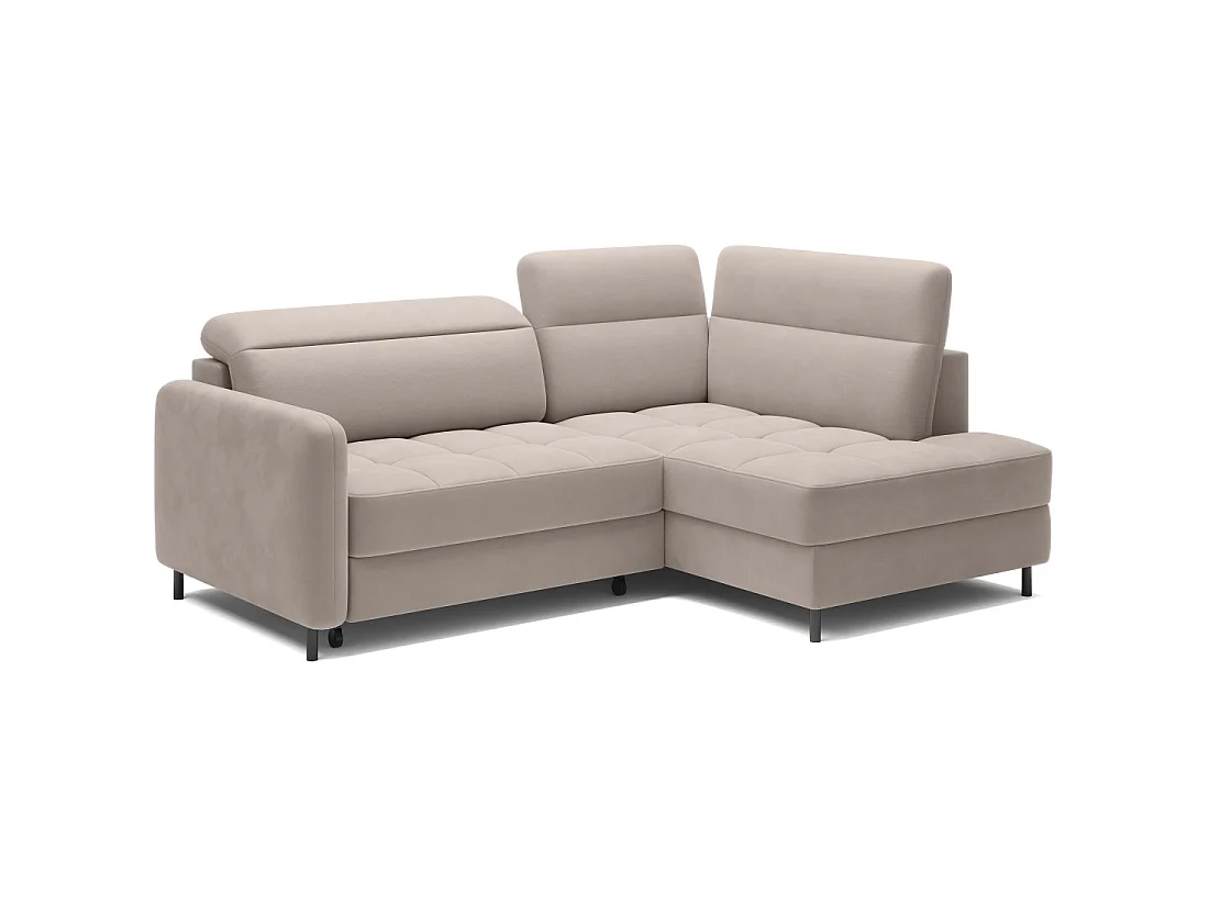 Canapé d'angle droit convertible BARNEA 208 cm beige crème avec rangement